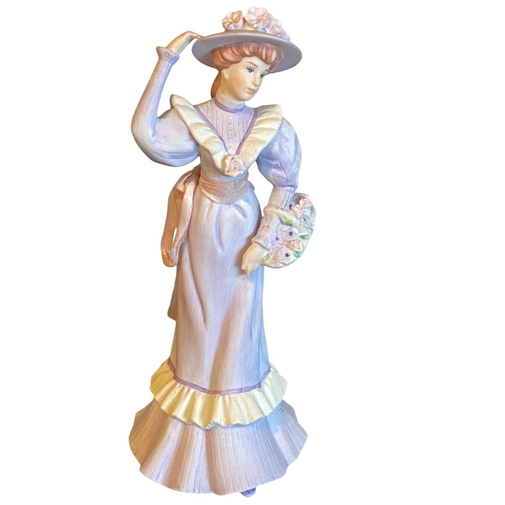 Vintage 1990 EHW Enterprises Porcelain Victorian Lady Figurine Lavender Gown